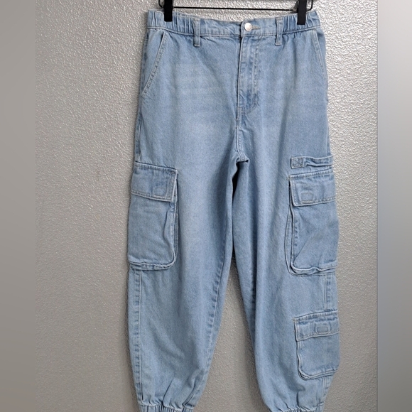 Denim Cargo High Waist Joggers    Size 9/10 - Picture 1 of 7